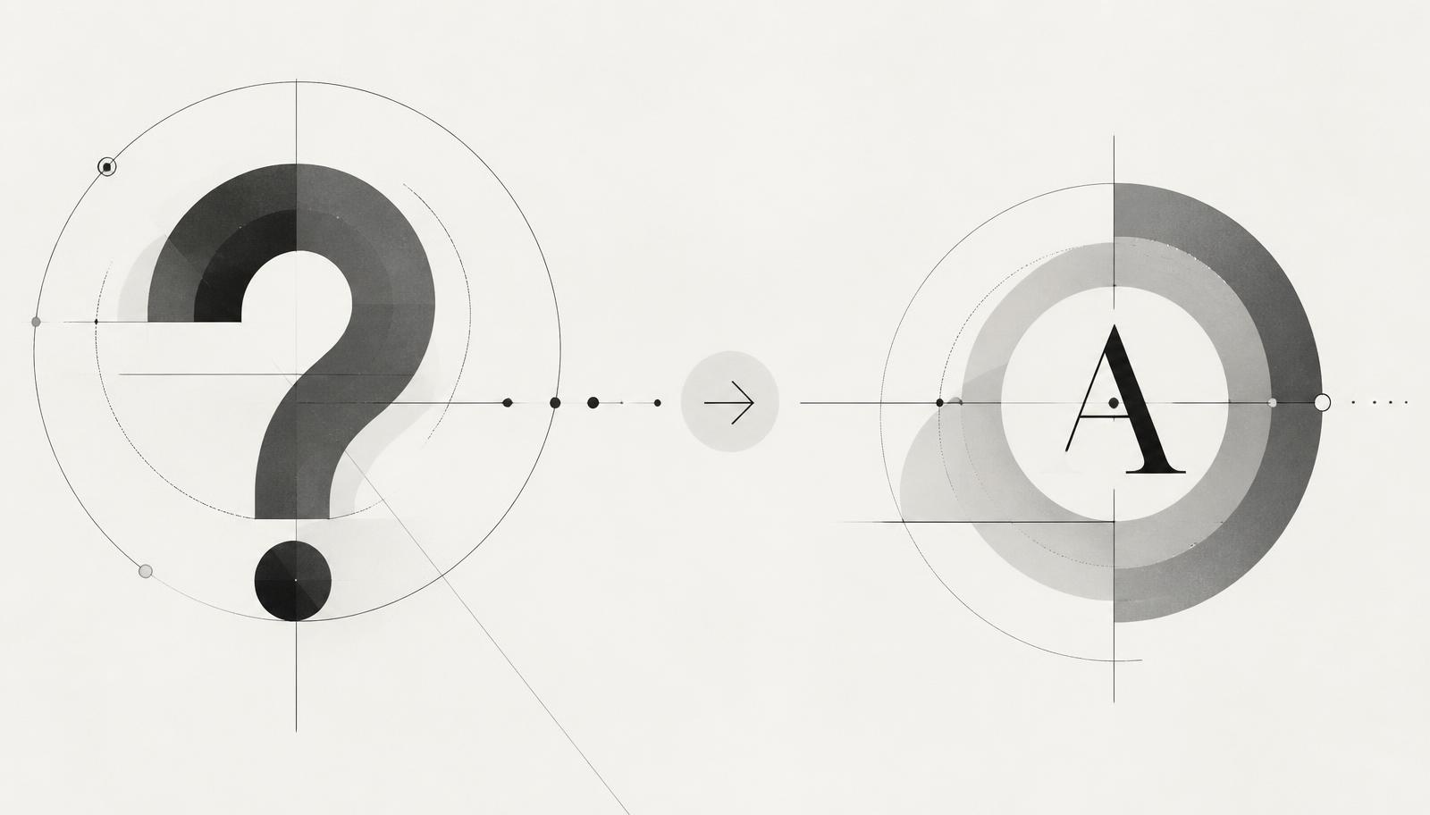 Abstract geometric composition of a question and an answer