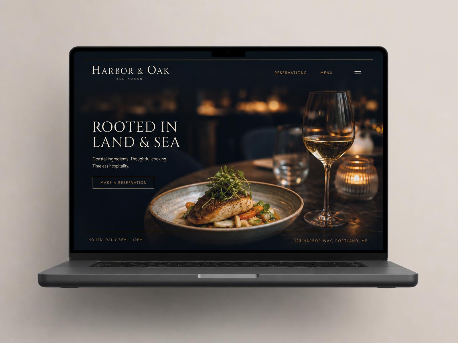 Concept homepage for Harbor & Oak