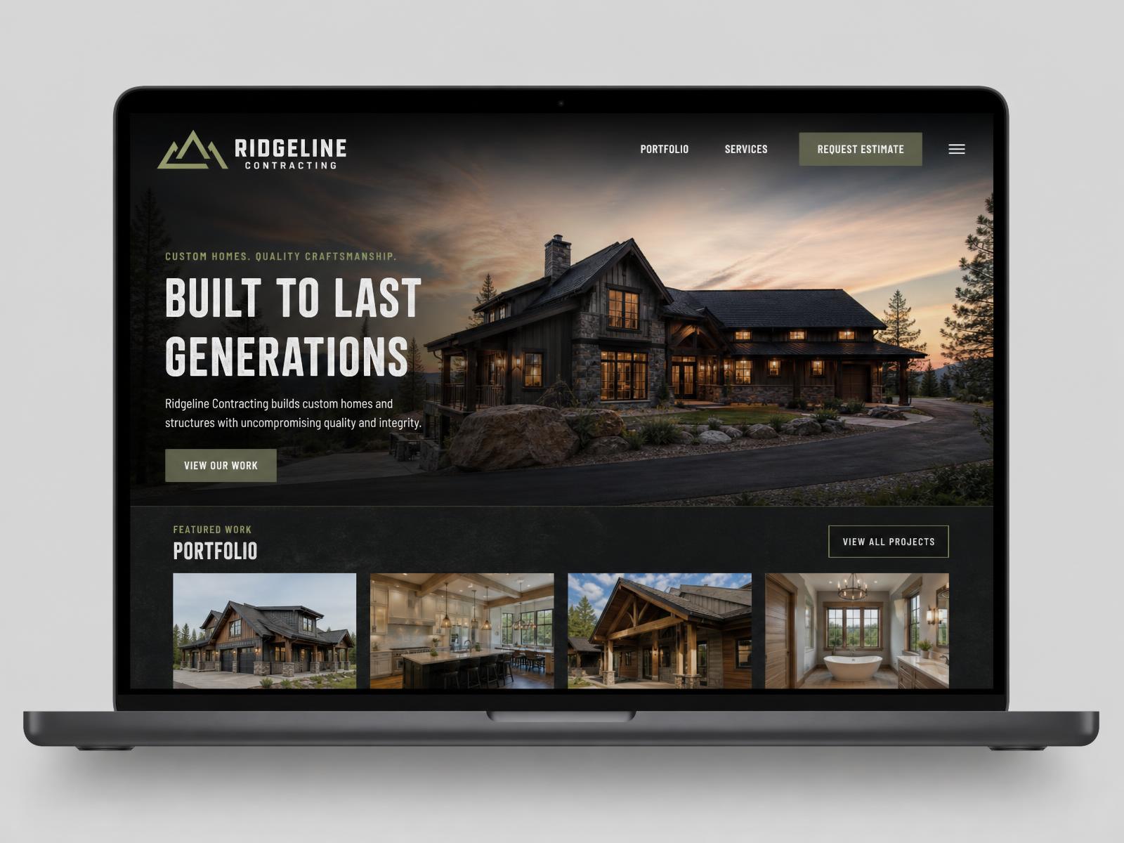 Concept homepage for Ridgeline Contracting